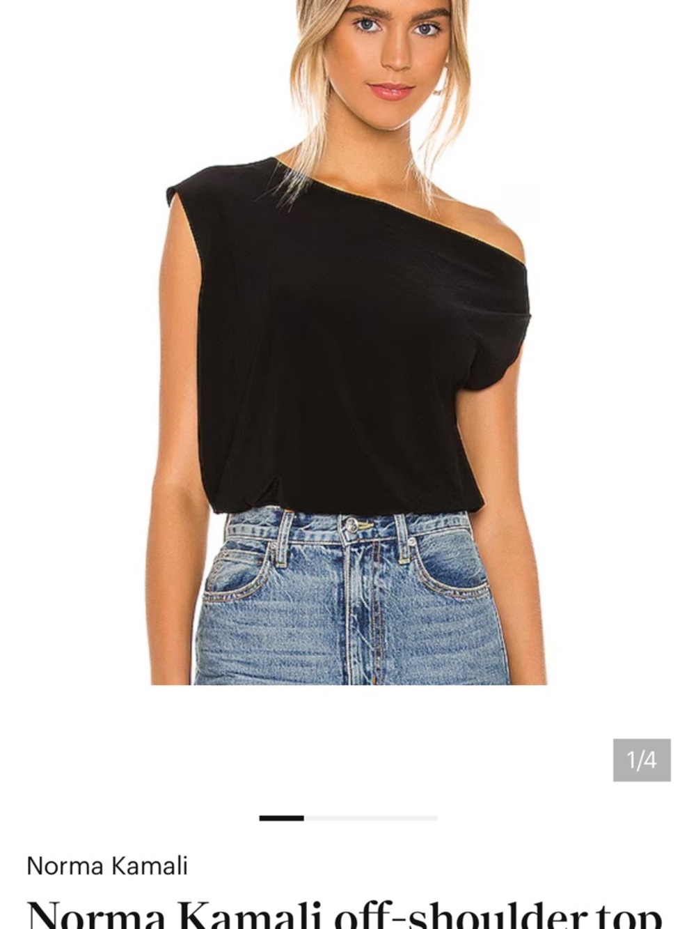 Norma Kamali Black Asymmetric One-Shoulder Top